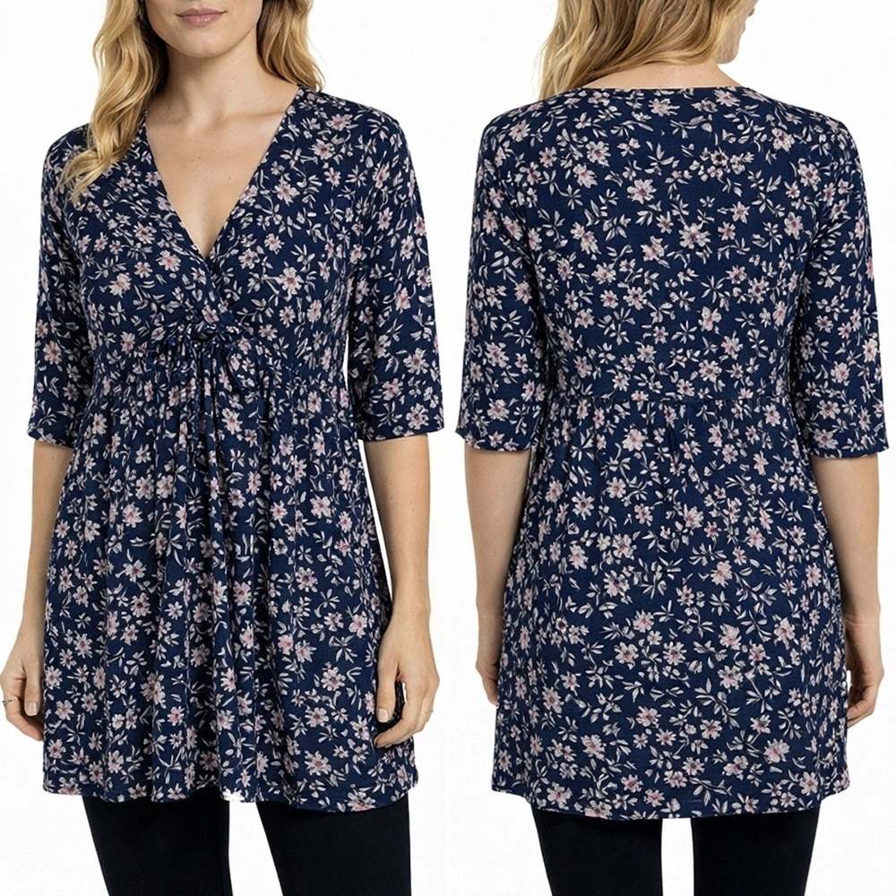 Natural Life Stella Vneck‎ Dress Size Medium Pockets Flowy Floral Cottagecore